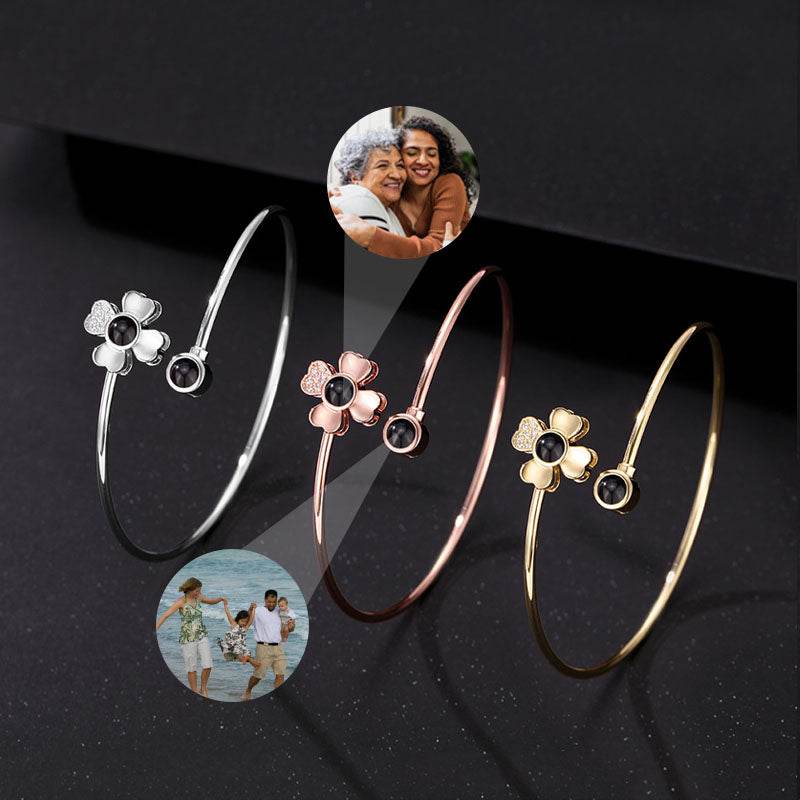 Personalized Double Photo Projection Bangle Bracelet - Pawisall