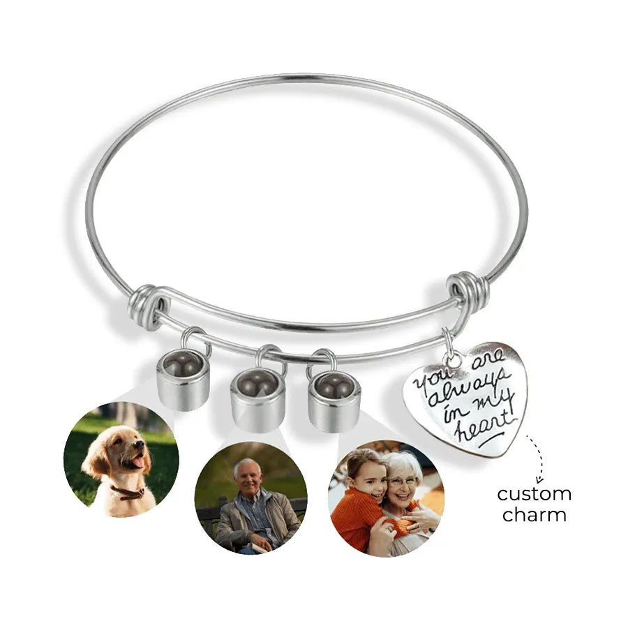 Custom Photo Charm Bangle For Memories