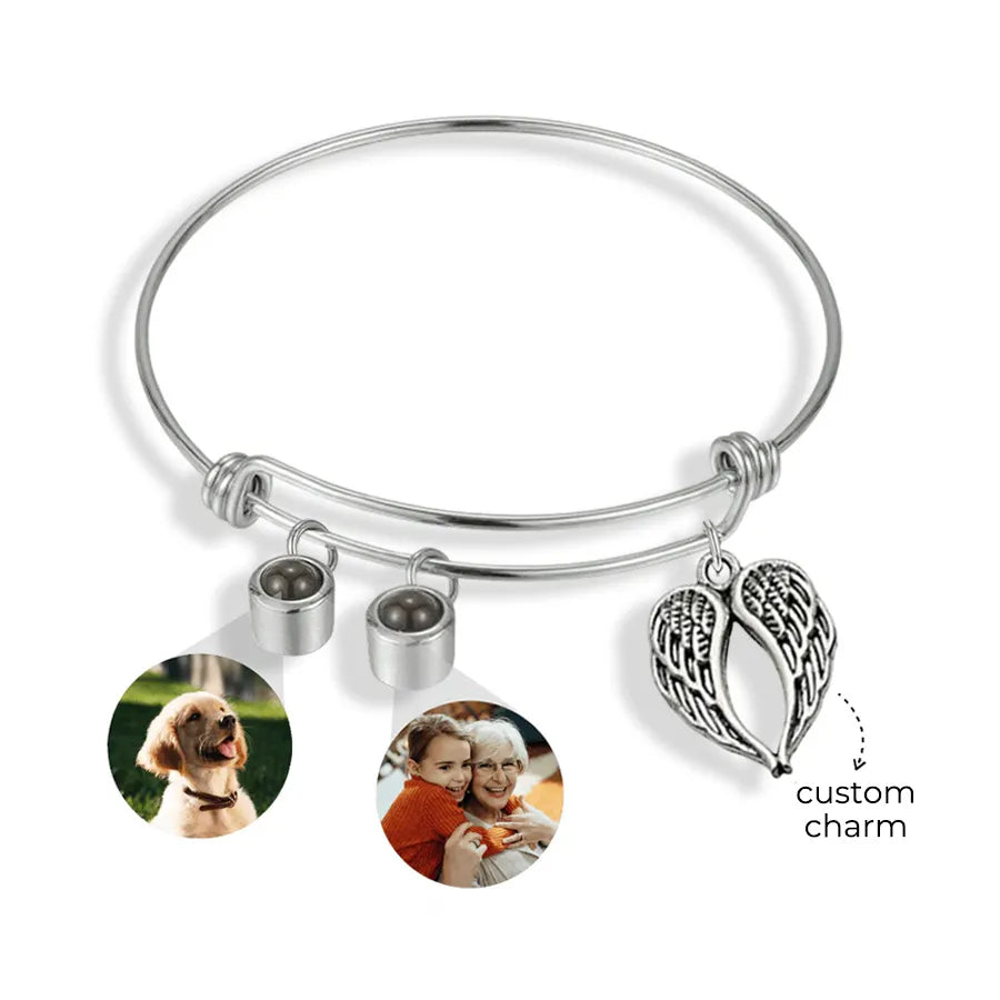 Custom Photo Charm Bangle For Memories