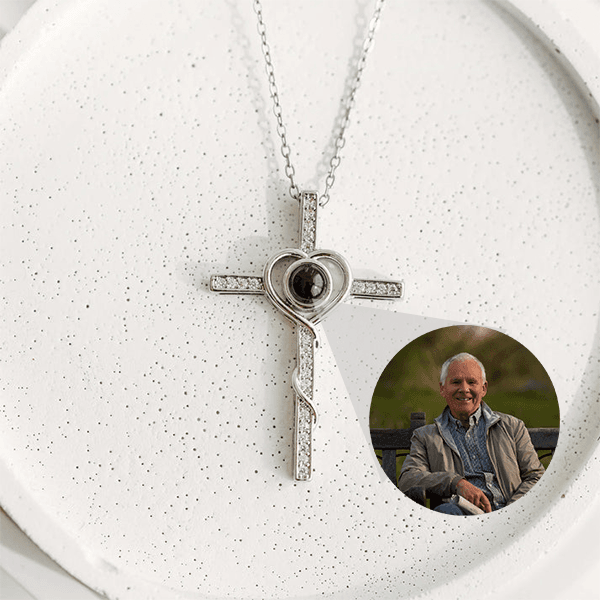 Loving Cross Necklace with Hidden Photo for Memorials - Pawisall