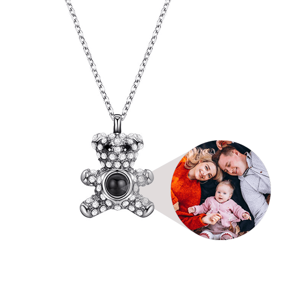 Personalized Bear Necklace With Hidden Photo - Pawisall