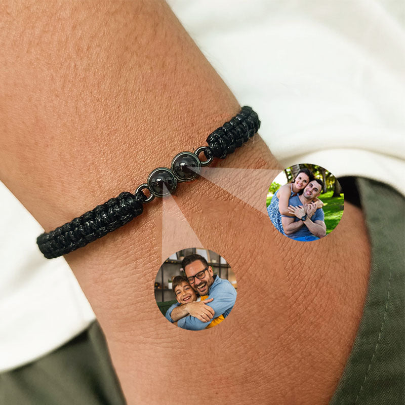 Personalisiertes geflochtenes Doppelfotoarmband für Männer und Frauen
