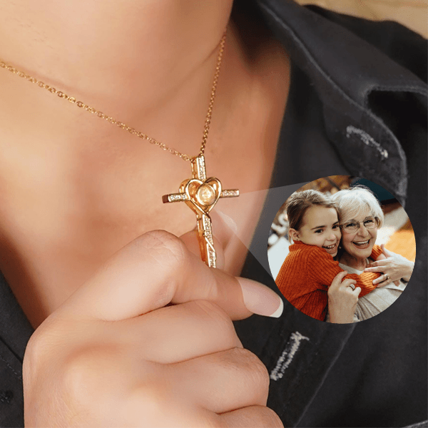 Loving Cross Necklace with Hidden Photo for Memorials - Pawisall