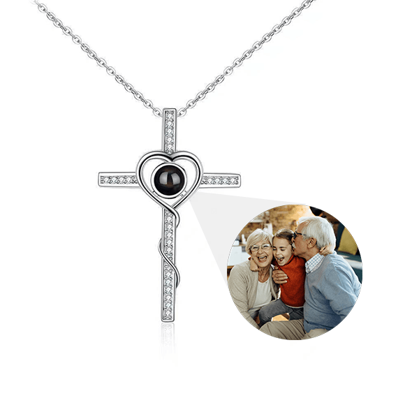 Loving Cross Necklace with Hidden Photo for Memorials - Pawisall