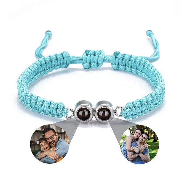 Personalisiertes geflochtenes Doppelfotoarmband für Männer und Frauen