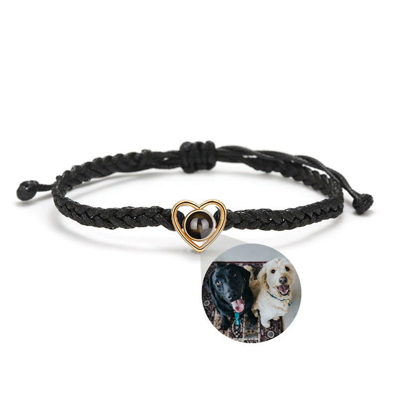 Heart Braided Bracelet with Photo Inside