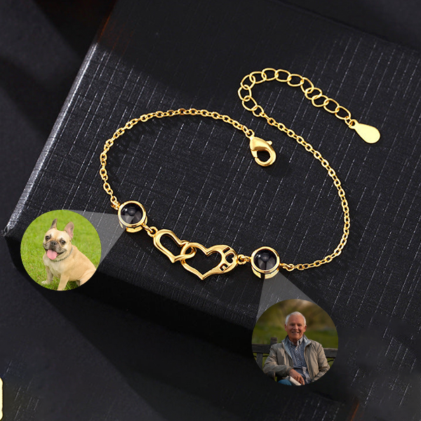 Personalized Heart Double Photo Bracelet