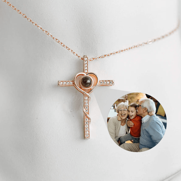 Loving Cross Necklace with Hidden Photo for Memorials - Pawisall