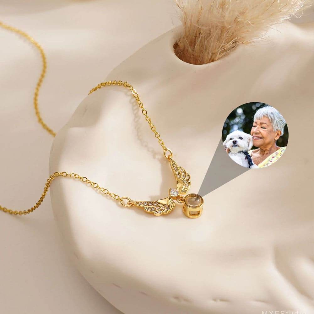 Heavenly Wings Keepsake Necklace With Hidden Photo - Pawisall