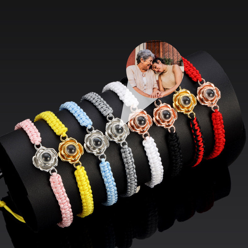 Roses in Bloom Braided Photo Bracelet