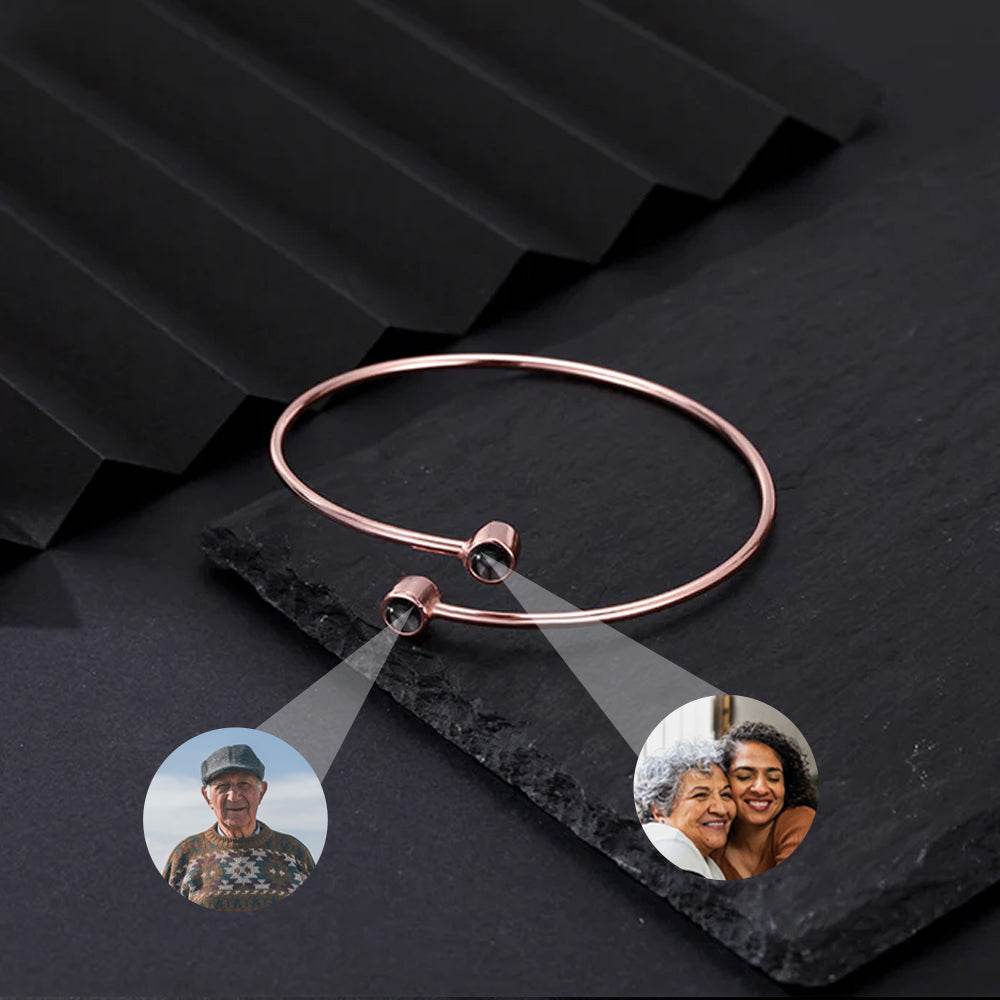 Personalized Double Photo Projection Bangle Bracelet - Pawisall