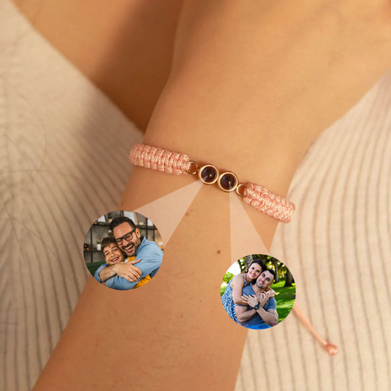 Personalisiertes geflochtenes Doppelfotoarmband für Männer und Frauen