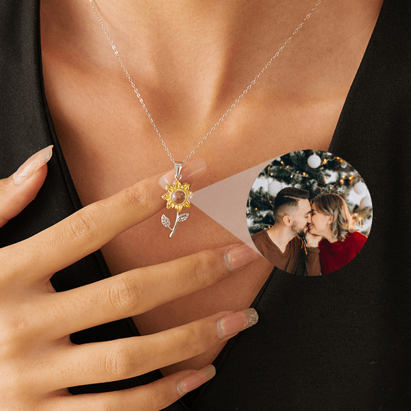 Personalized Sunflower Photo Necklace and Keychain - Pawisall