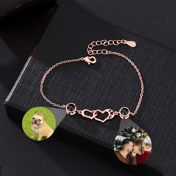Personalized Heart Double Photo Bracelet