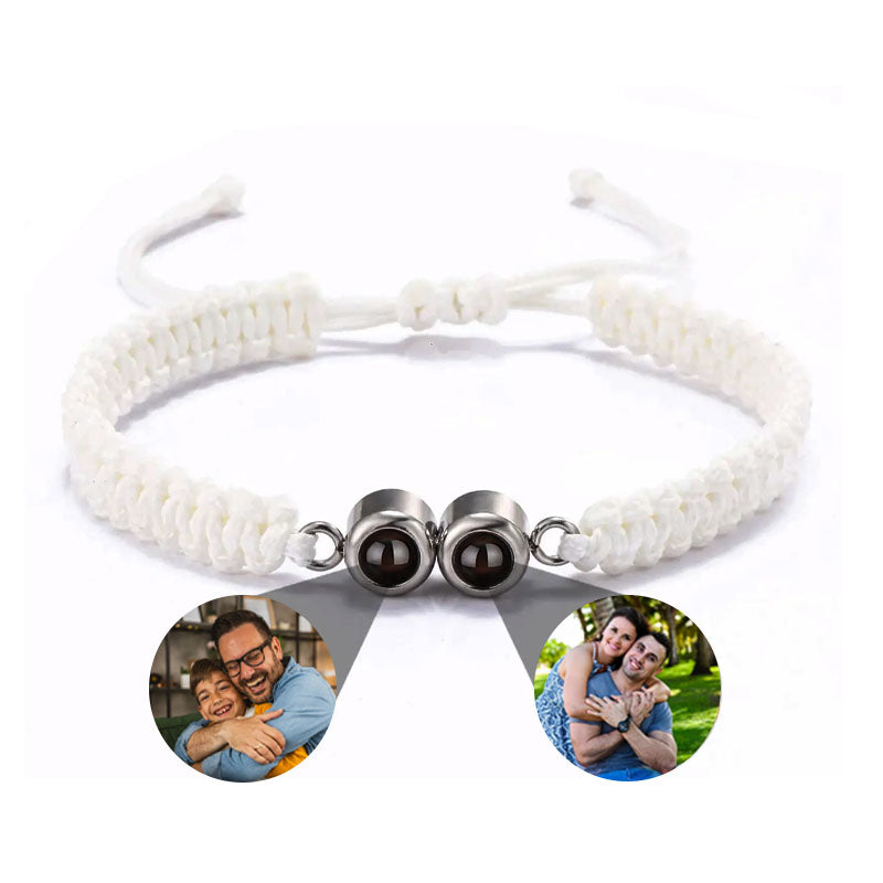 Personalisiertes geflochtenes Doppelfotoarmband für Männer und Frauen