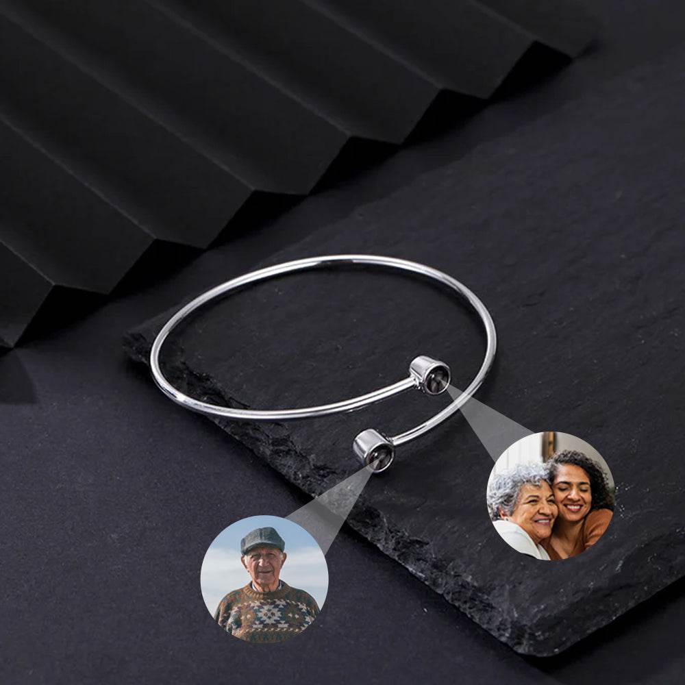 Personalized Double Photo Projection Bangle Bracelet - Pawisall