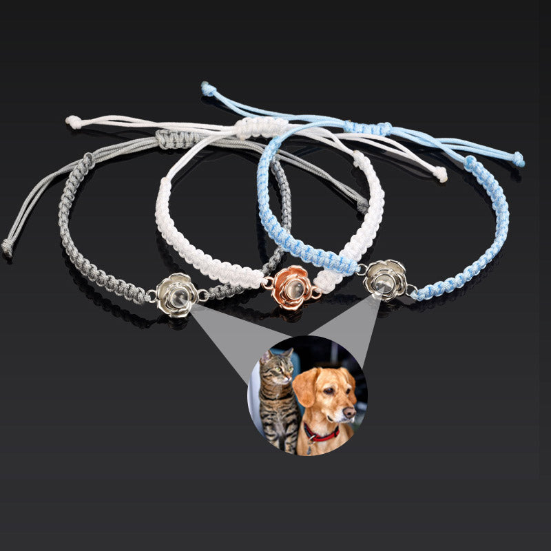 Roses in Bloom Braided Photo Bracelet