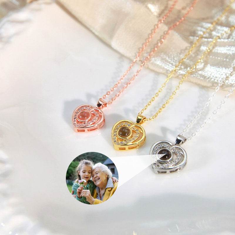 Custom Double Heart Necklace With Photo Inside - Pawisall