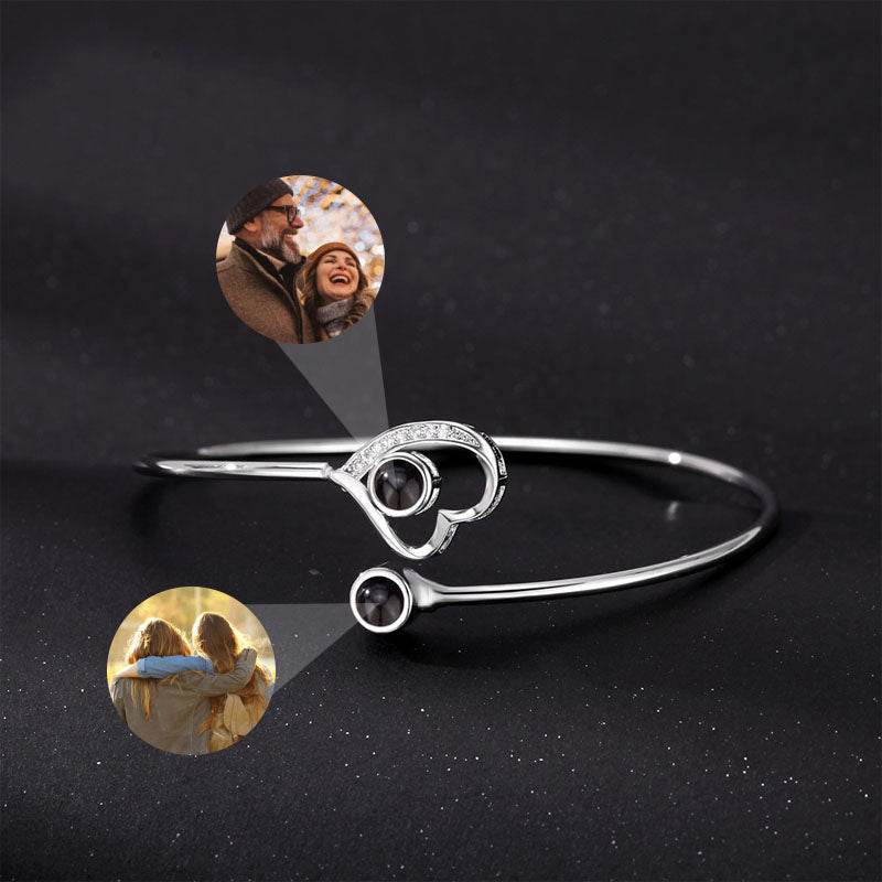 Personalized Double Photo Projection Bangle Bracelet - Pawisall