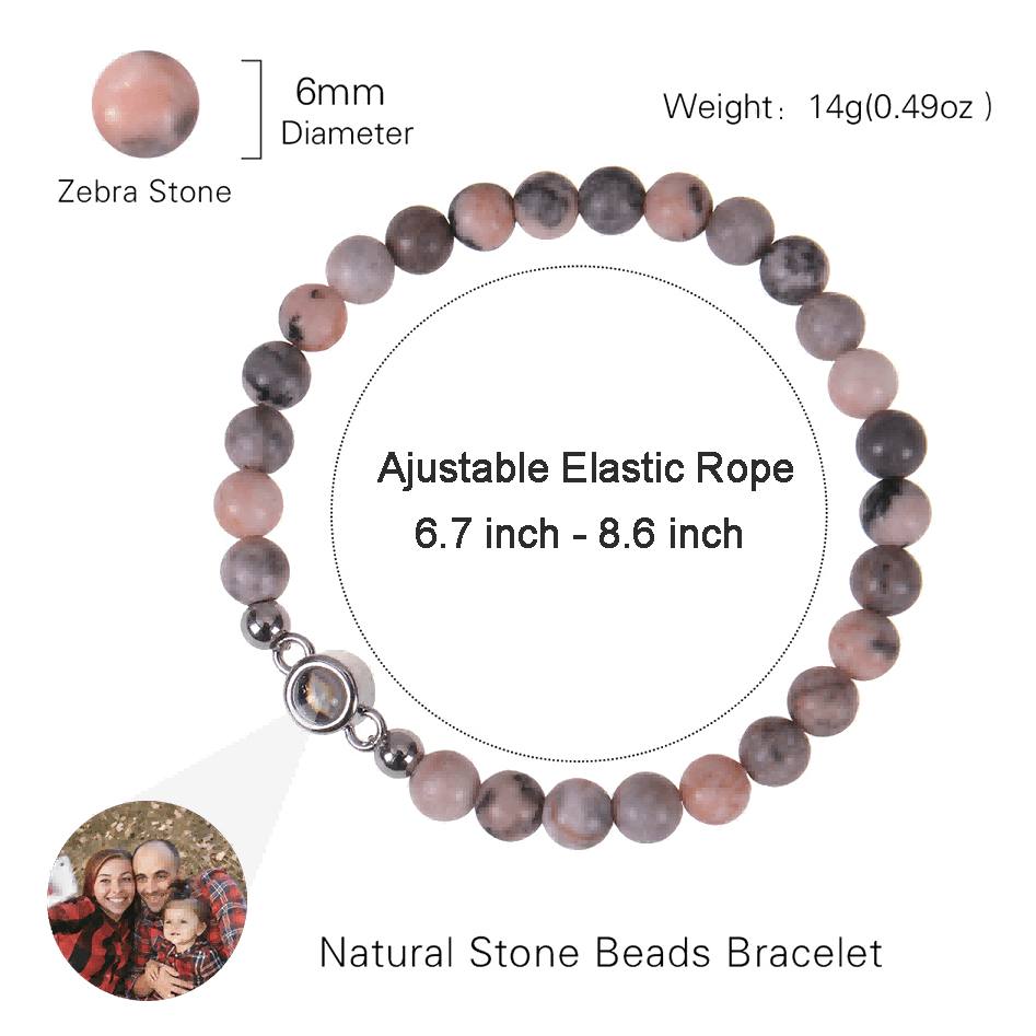 Energy Natural Stone Bracelet with Custom Photo - Pawisall