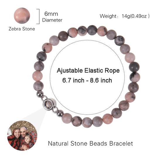 Energy Natural Stone Bracelet with Custom Photo - Pawisall