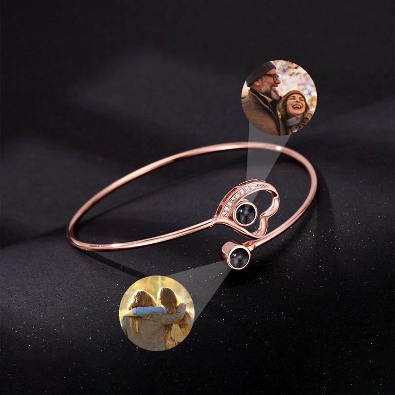 Personalized Double Photo Projection Bangle Bracelet - Pawisall