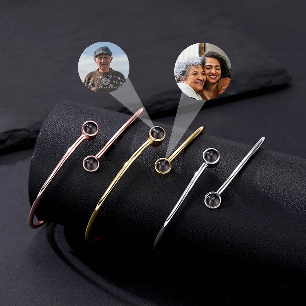 Personalized Double Photo Projection Bangle Bracelet - Pawisall