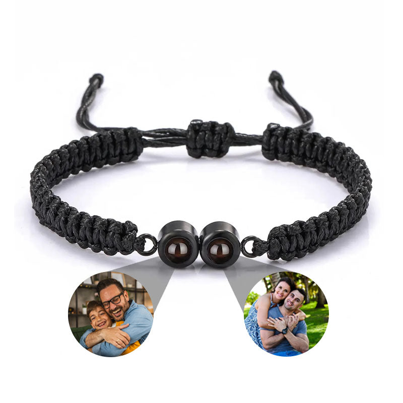 Personalisiertes geflochtenes Doppelfotoarmband für Männer und Frauen