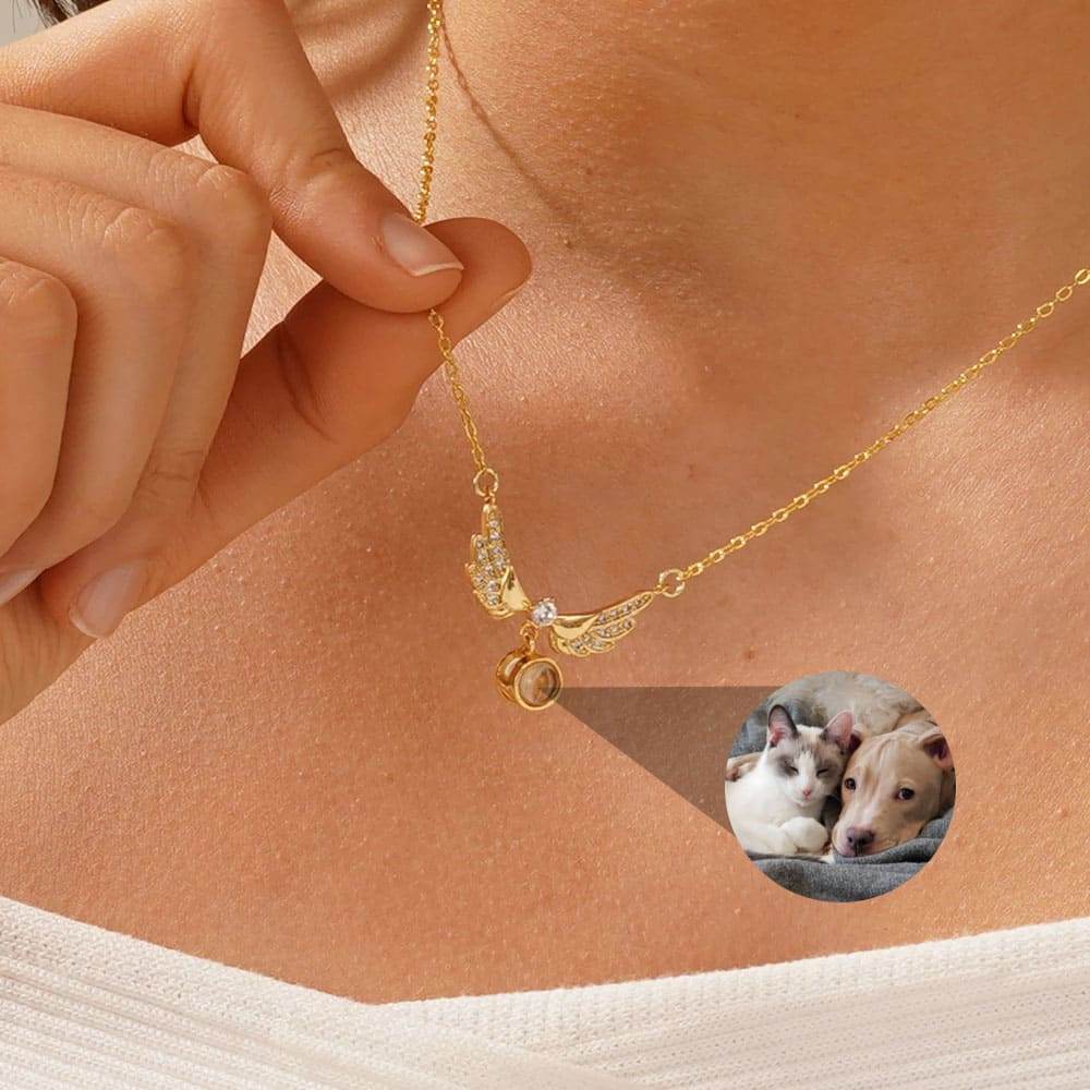 Heavenly Wings Keepsake Necklace With Hidden Photo - Pawisall