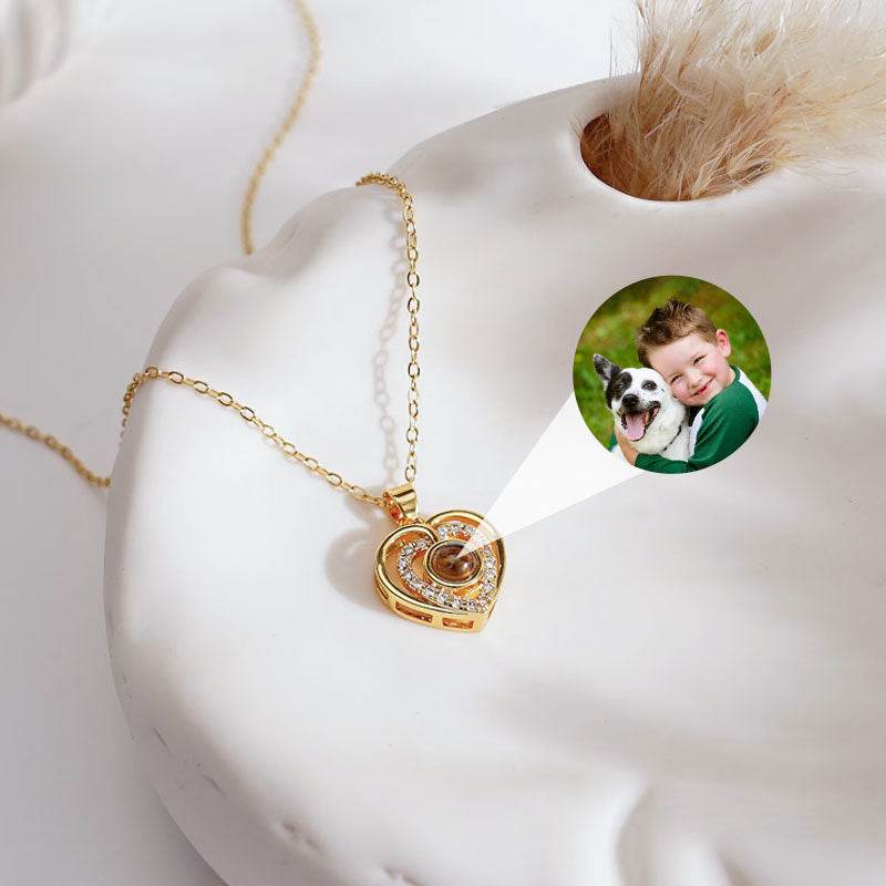 Custom Double Heart Necklace With Photo Inside - Pawisall
