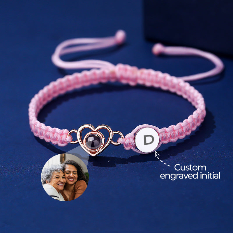 Custom Photo and Engraved Initial Braided Bracelet