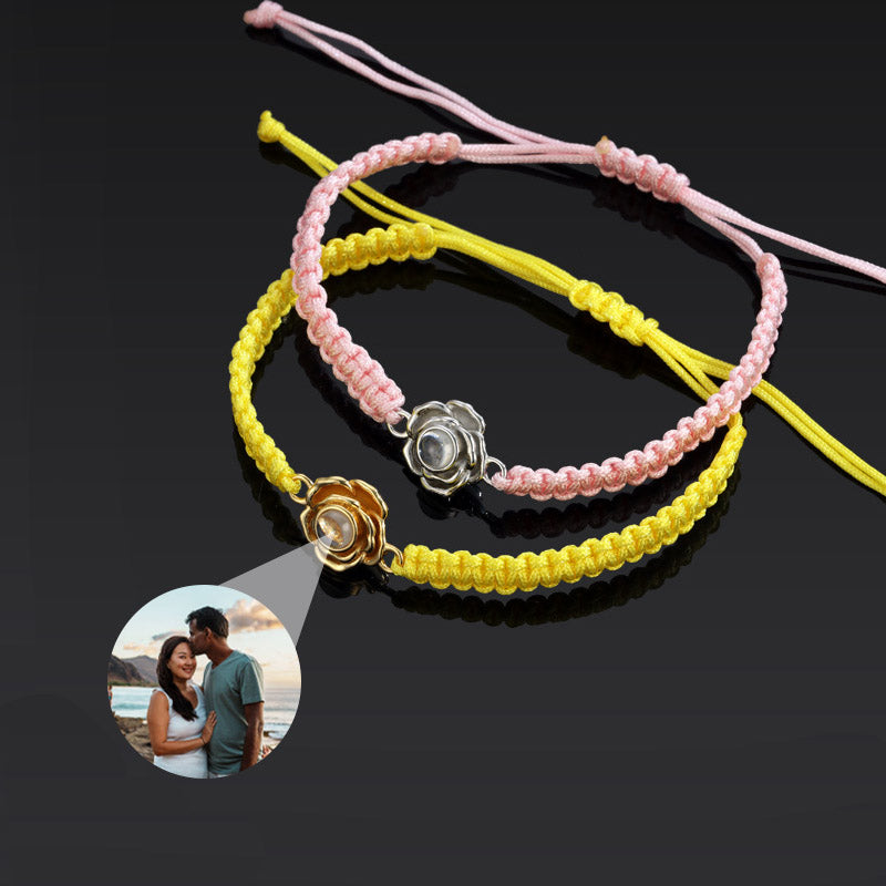 Roses in Bloom Braided Photo Bracelet