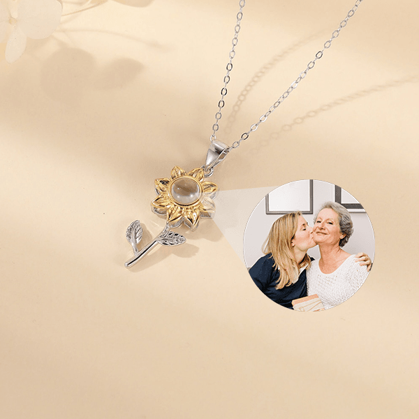 Personalized Sunflower Photo Necklace and Keychain - Pawisall