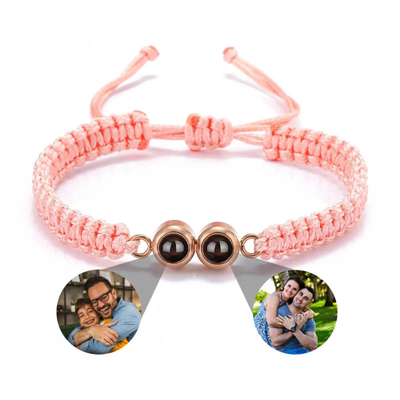 Personalisiertes geflochtenes Doppelfotoarmband für Männer und Frauen