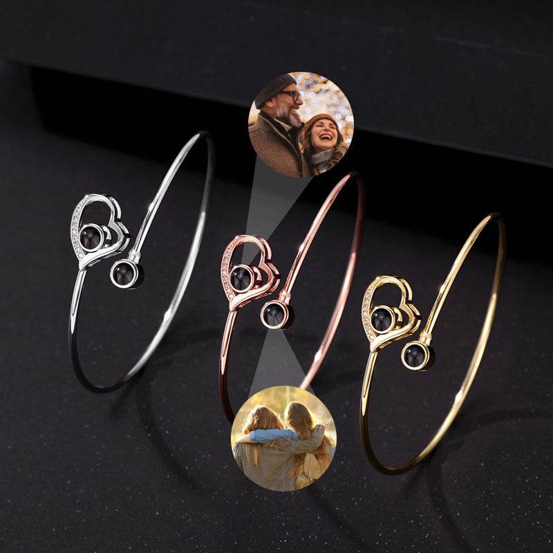 Personalized Double Photo Projection Bangle Bracelet - Pawisall