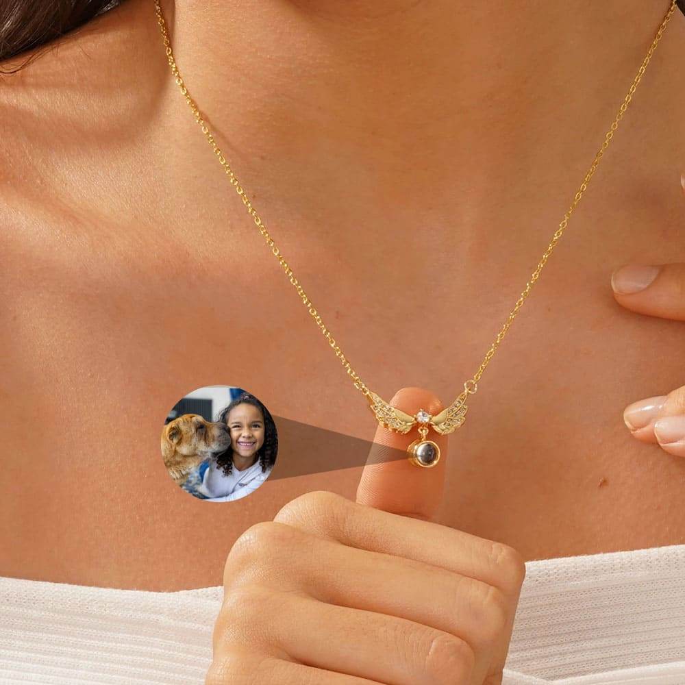 Heavenly Wings Keepsake Necklace With Hidden Photo - Pawisall