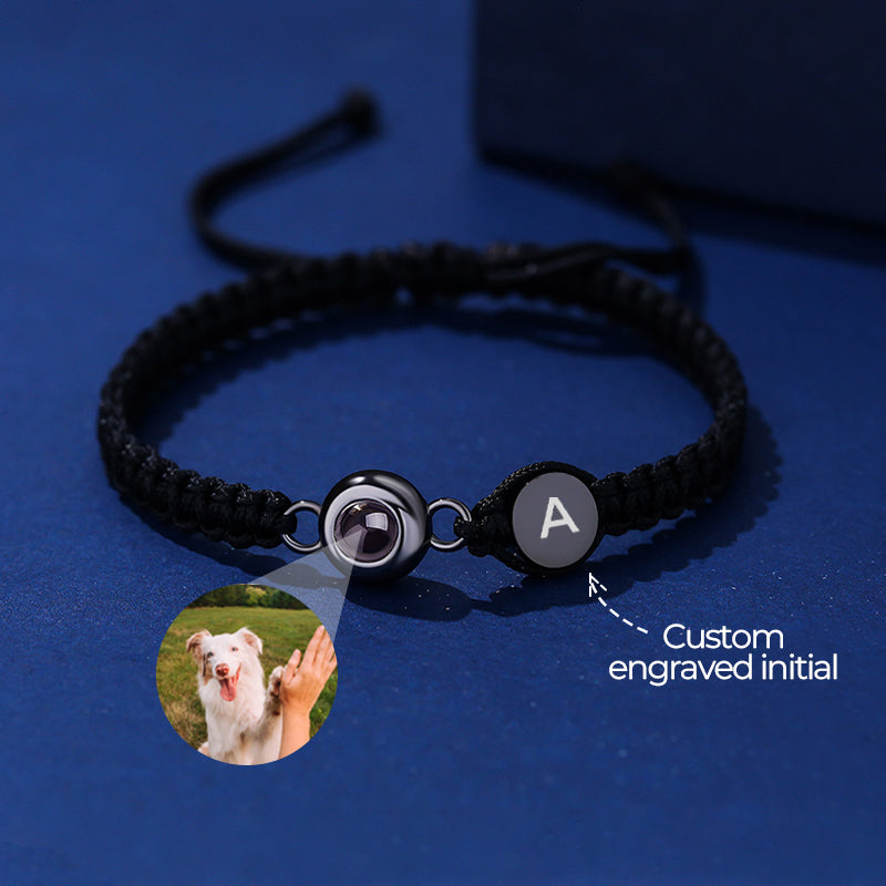Custom Photo and Engraved Initial Braided Bracelet