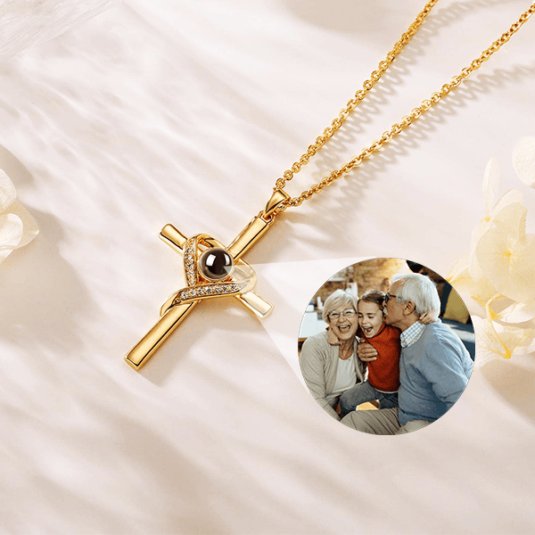 Personalized Cross Necklace with Hidden Photo for Memorials - Pawisall