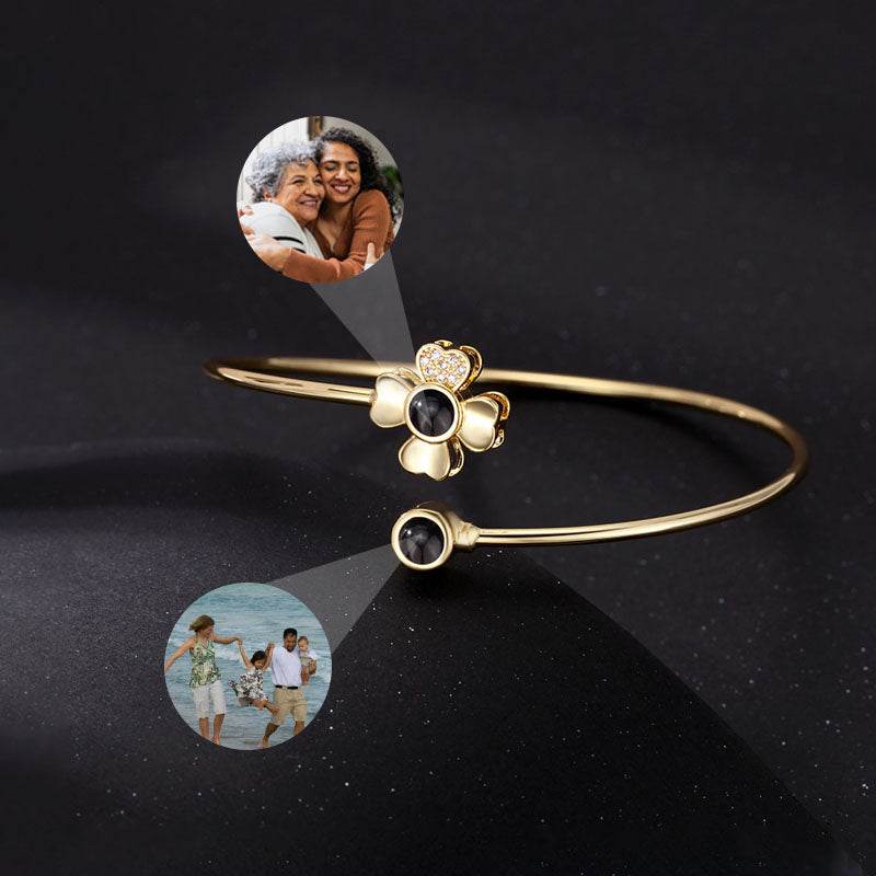 Personalized Double Photo Projection Bangle Bracelet - Pawisall