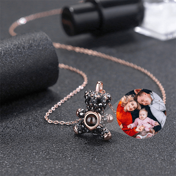 Personalized Bear Necklace With Hidden Photo - Pawisall