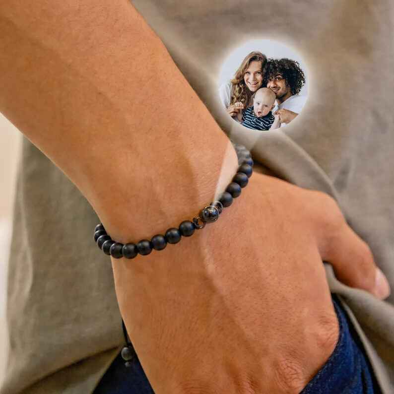 Multi-hued Tiger Eye Bracelet Personalized Photo Projection Bracelet