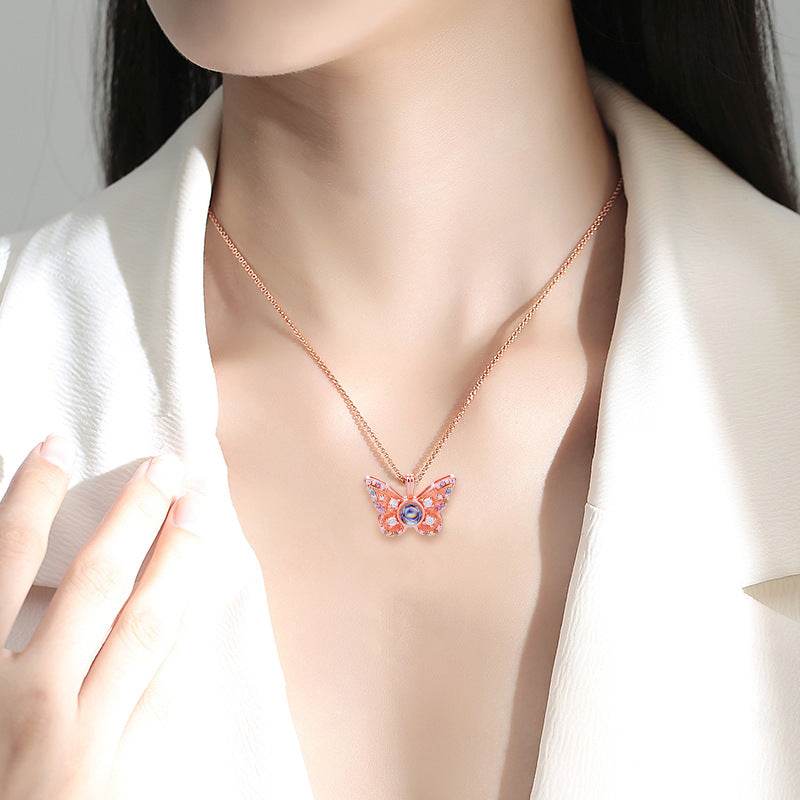 Gorgeous Butterfly Necklace with Hidden Photo - Pawisall