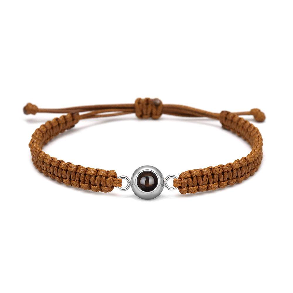 Personalized Braided Photo Bracelet for Men - Pawisall