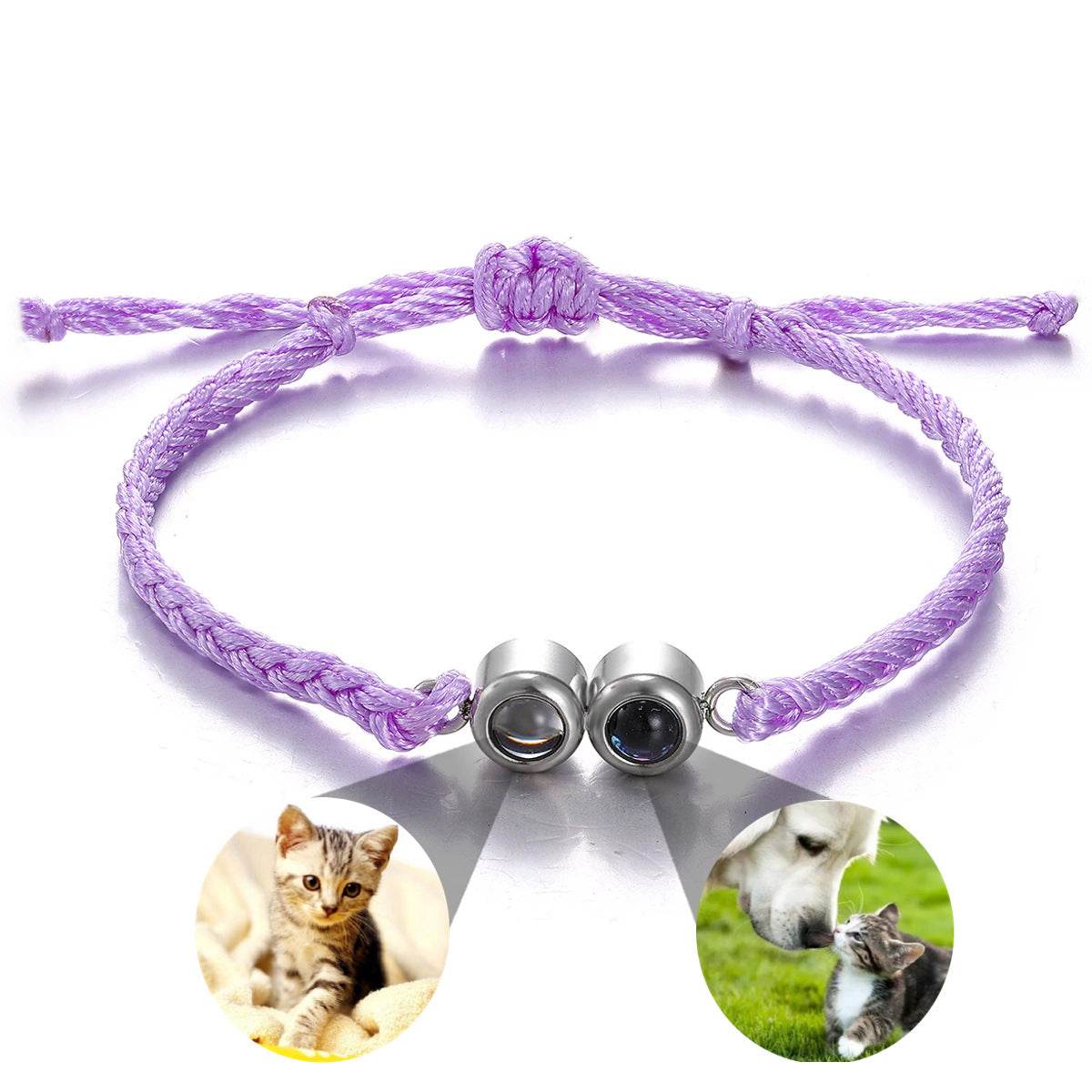 Custom Braided Double Photos Bracelet - Pawisall
