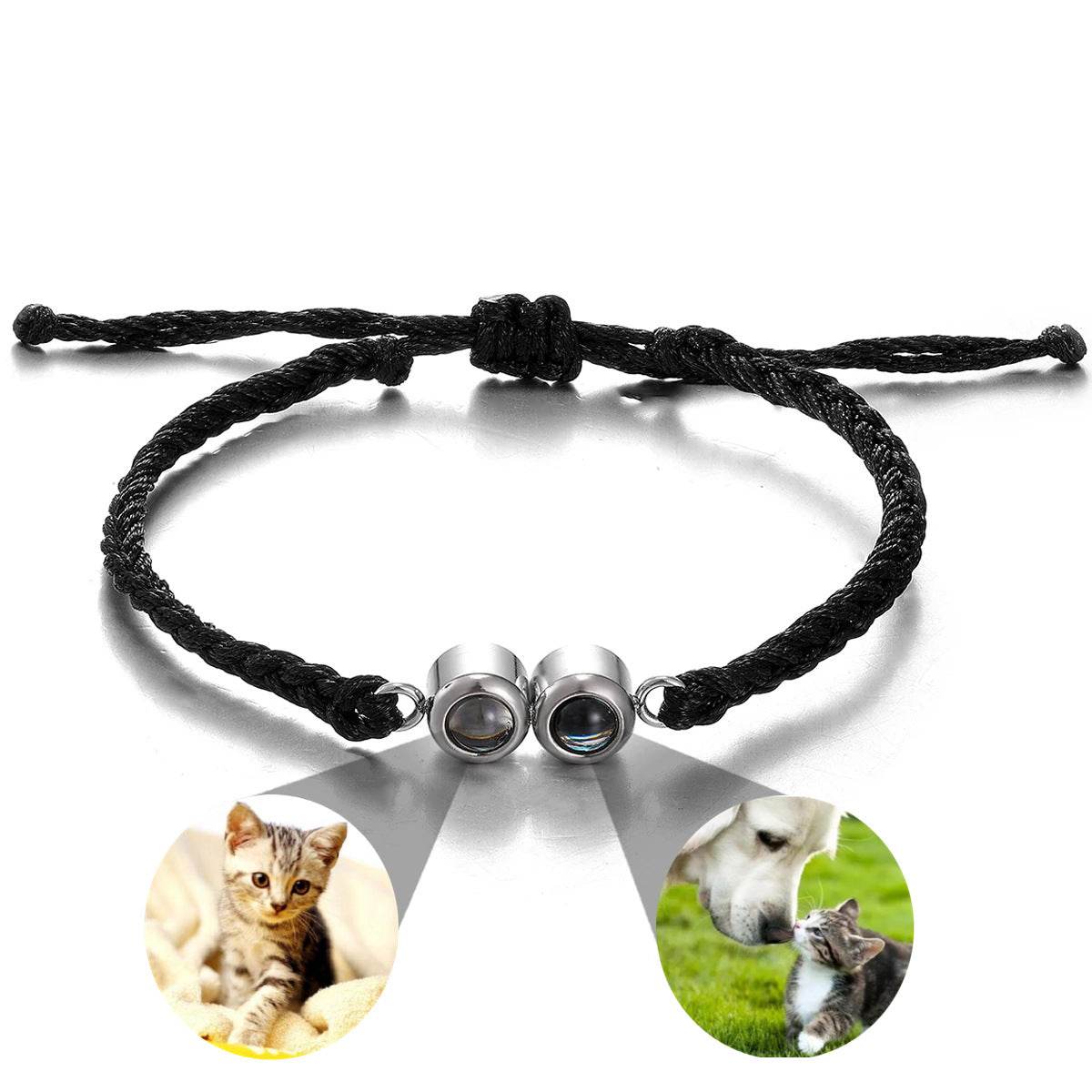 Custom Braided Double Photos Bracelet - Pawisall