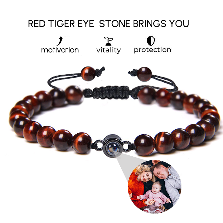 Personalized Photo Projection Beaded Bracelet for Men or Women