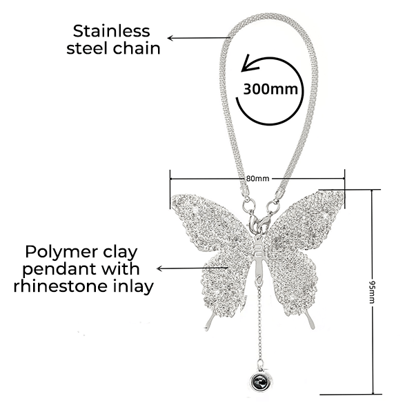 Personalized Butterfly Car Mirror Ornament with Photo Pendant