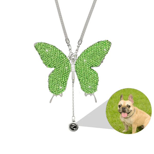 Personalized Butterfly Car Mirror Ornament with Photo Pendant