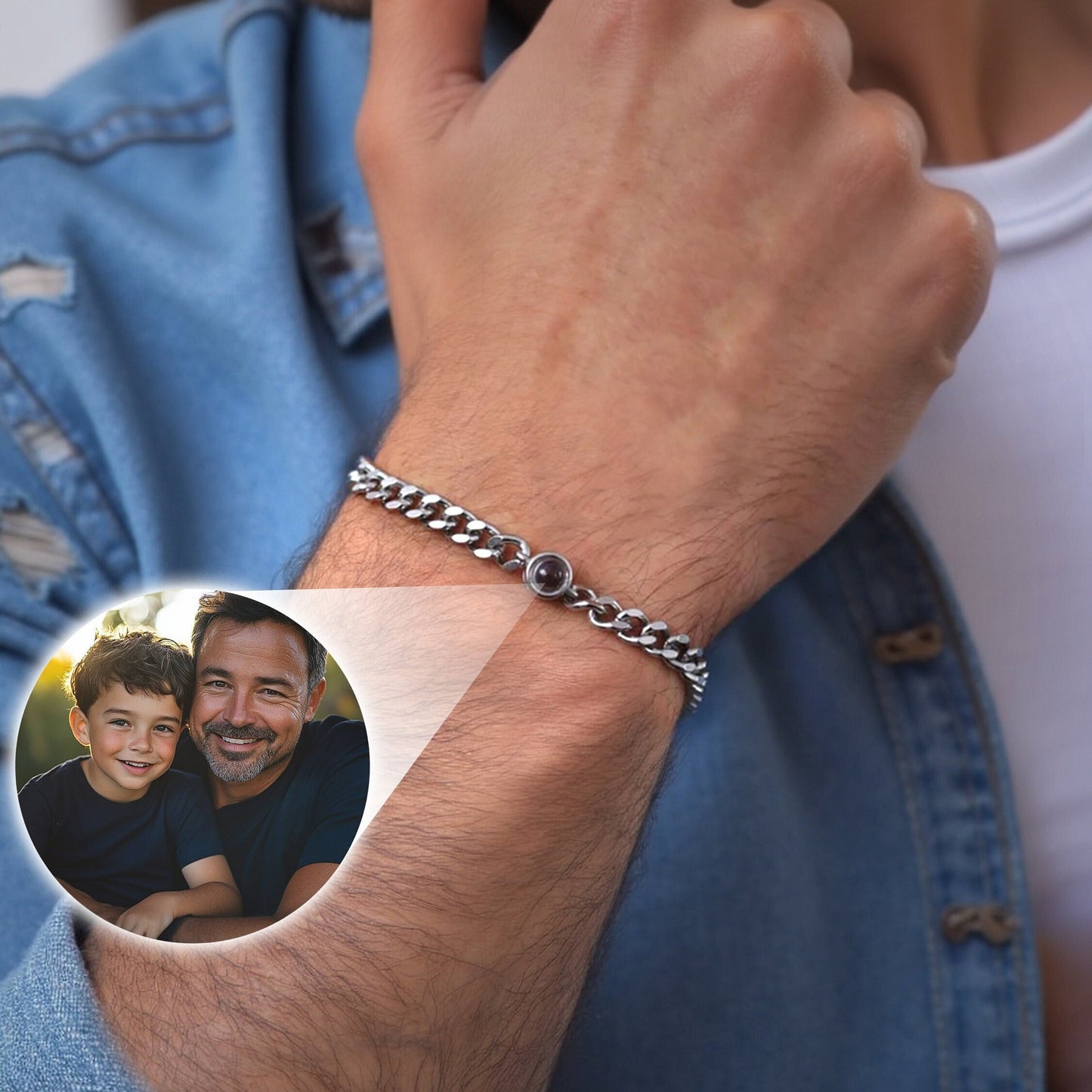 Custom Curb Chain Photo Bracelet
