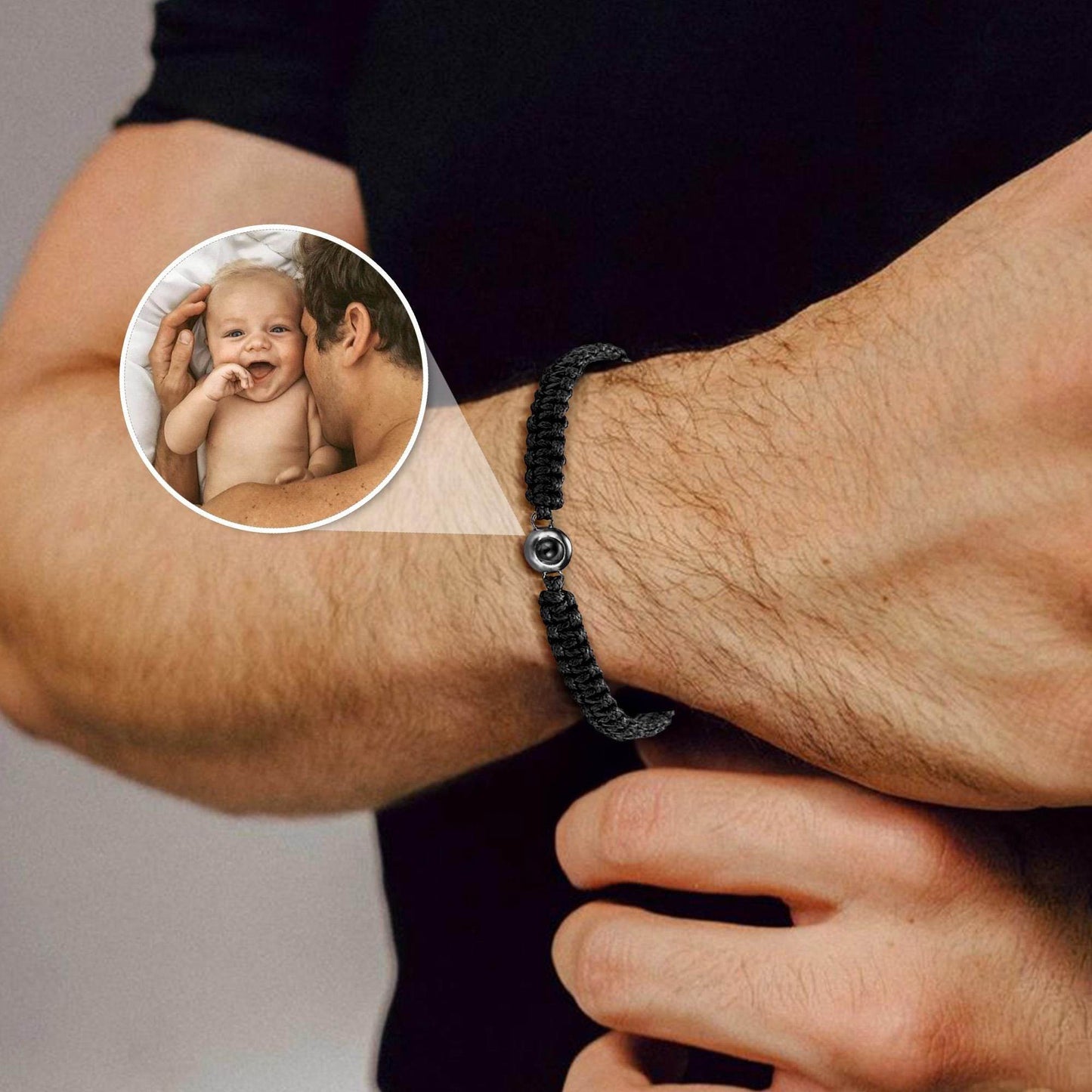 Personalized Braided Photo Bracelet for Men - Pawisall